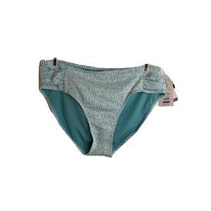 Time and Tru Women's Sizes 1X Turquoise White Mid Rise Bikini Bottom NWT